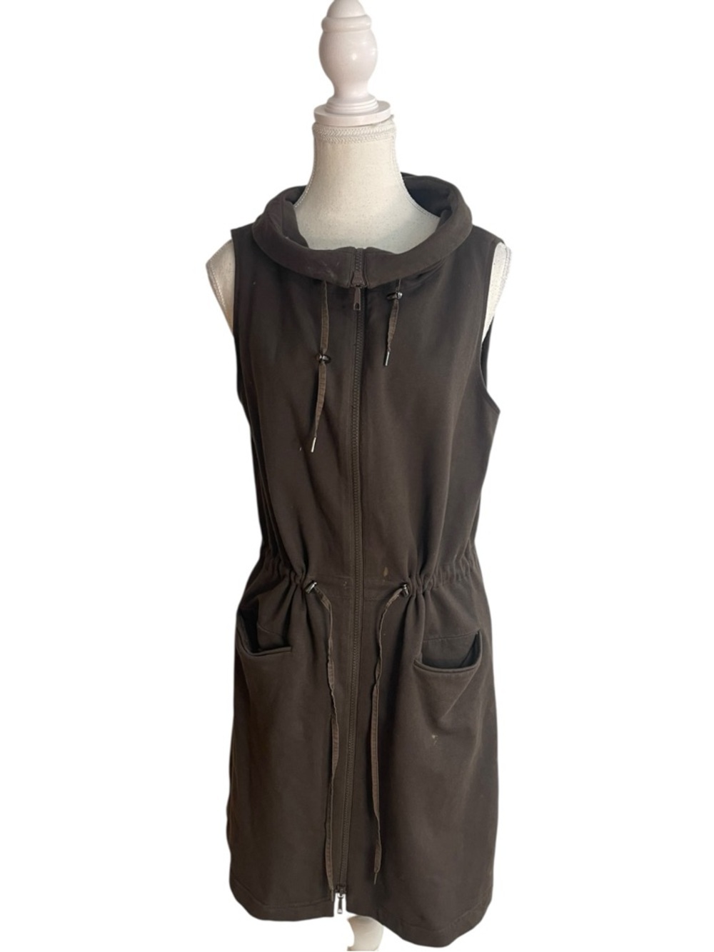 Lafayette 148 Long Zip Up Long Vest Brown